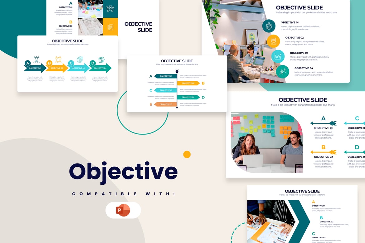 Template Presentasi Tujuan Bisnis Infografis untuk PowerPoint