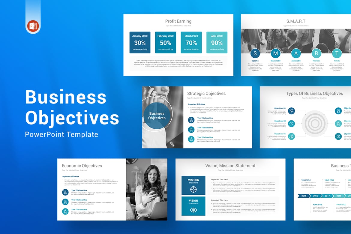 Template PowerPoint Tujuan Bisnis yang Menarik dan Profesional