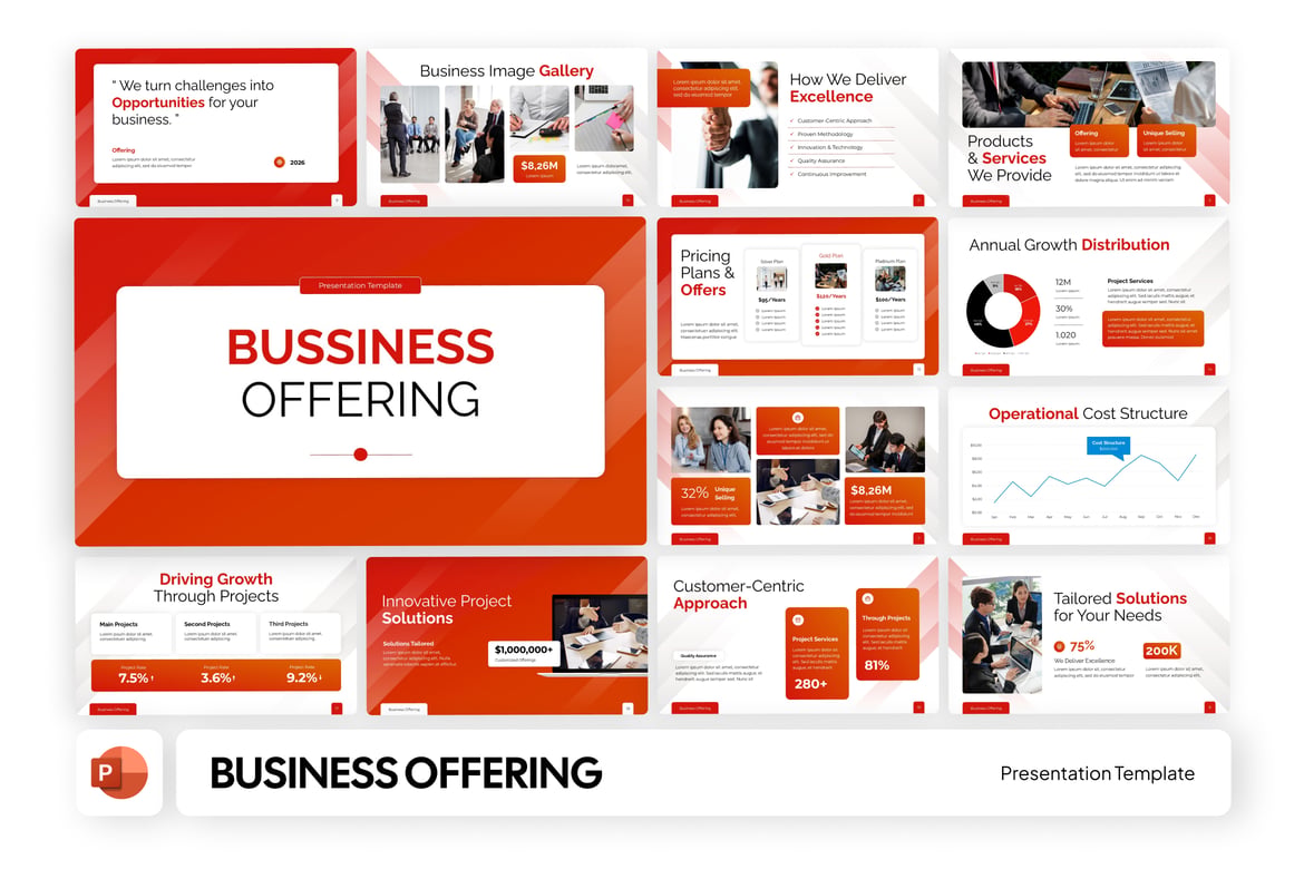 Template PowerPoint Menawarkan Bisnis yang Menarik