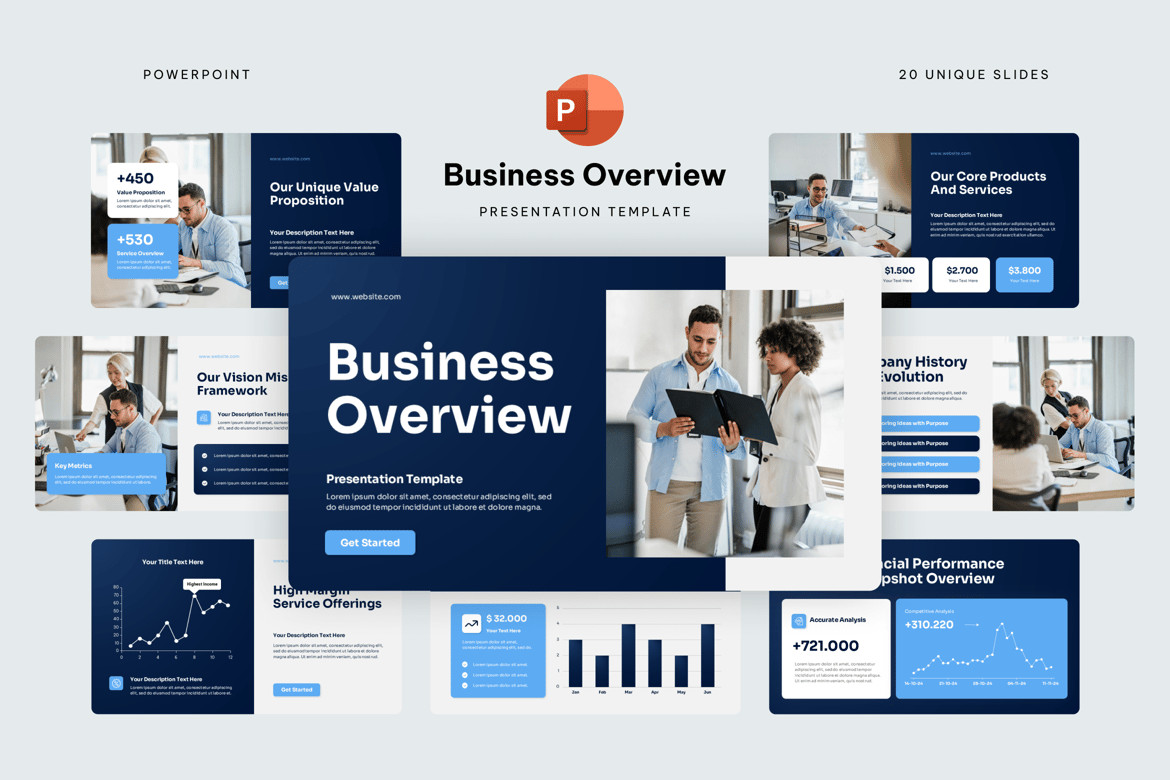 Template Presentasi Powerpoint Ringkasan Bisnis yang Menarik