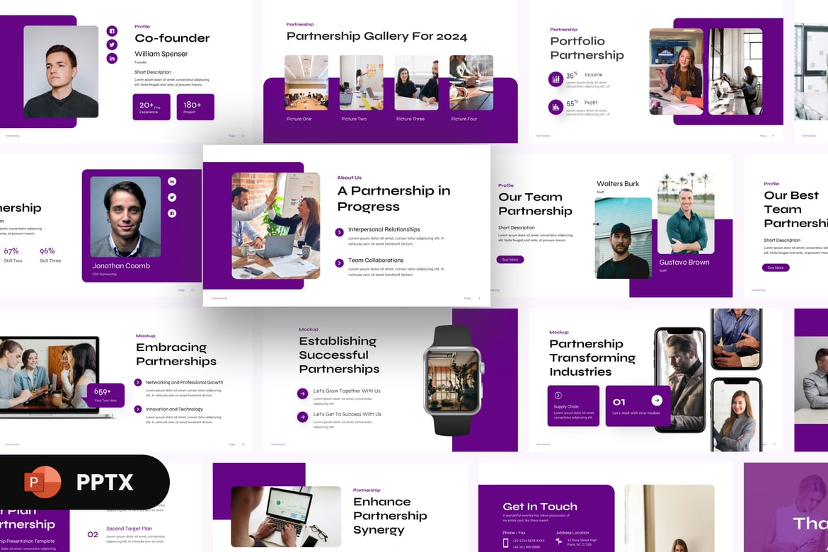 Template PowerPoint Kemitraan Bisnis Modern yang Menarik