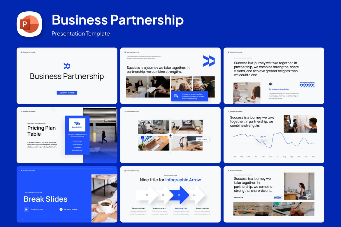 Template PowerPoint Kemitraan Bisnis yang Menarik