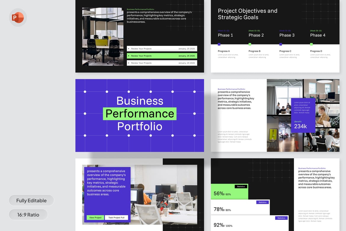Template Presentasi Portofolio Kinerja Bisnis - PowerPoint yang Menarik