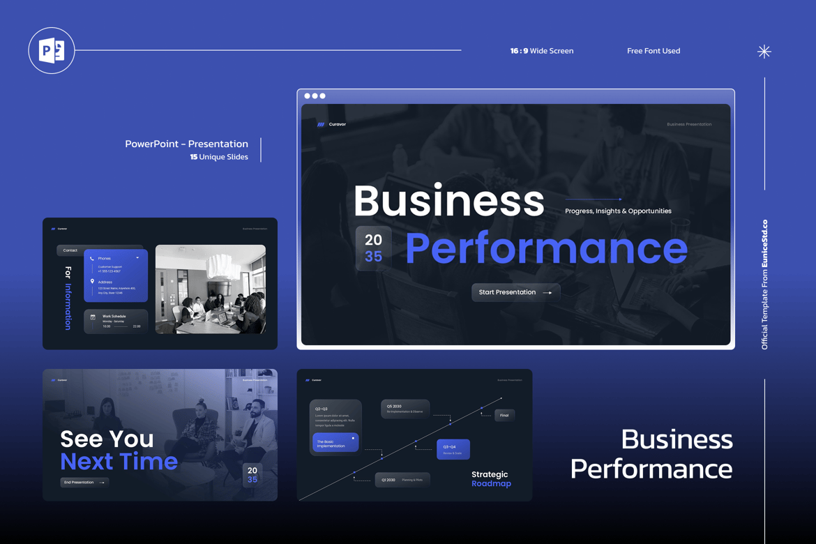 Template Presentasi PowerPoint untuk Kinerja Bisnis yang Menarik