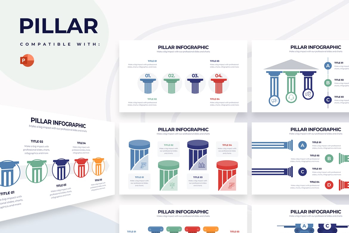 Template Presentasi PowerPoint Infografis Pilar Modern