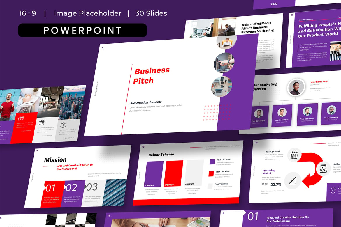 Template PowerPoint Pitch Bisnis - Kekuatan Merek Perusahaan yang Menarik