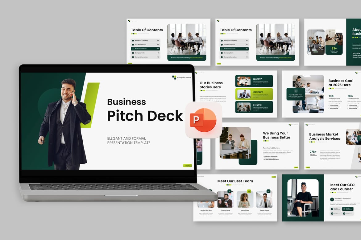 Template Presentasi Pitch Bisnis PowerPoint yang Menarik