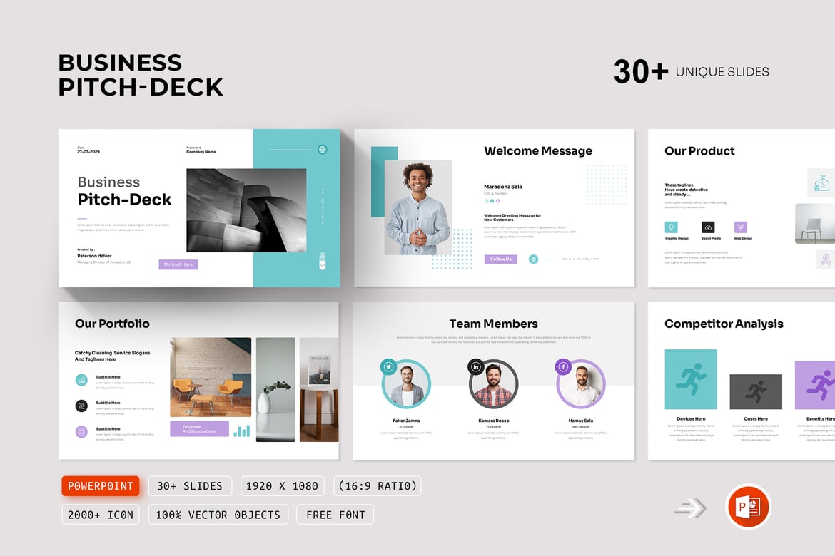 Template PowerPoint Pitch-Deck Bisnis yang Kreatif dan Profesional