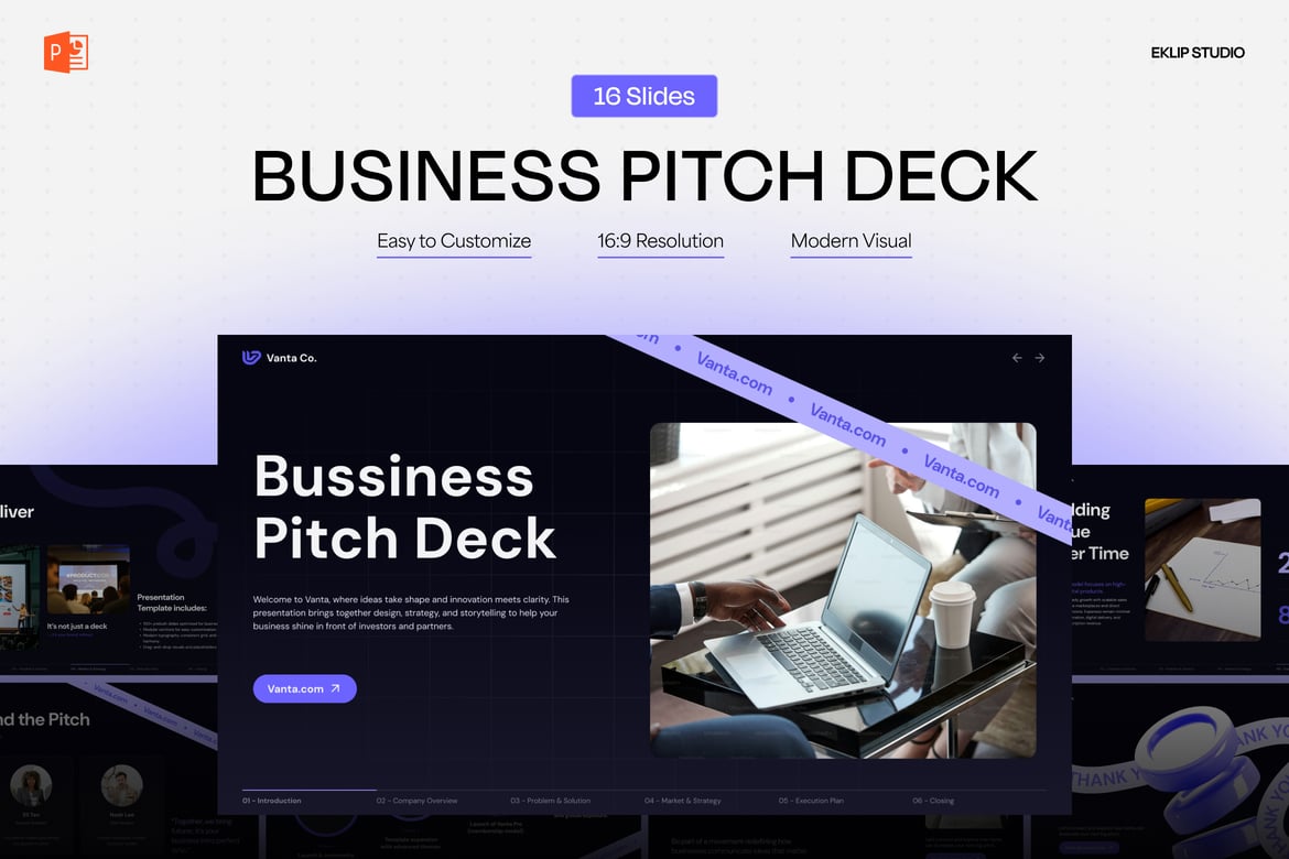 Template PowerPoint Pitch Deck Bisnis yang Menarik