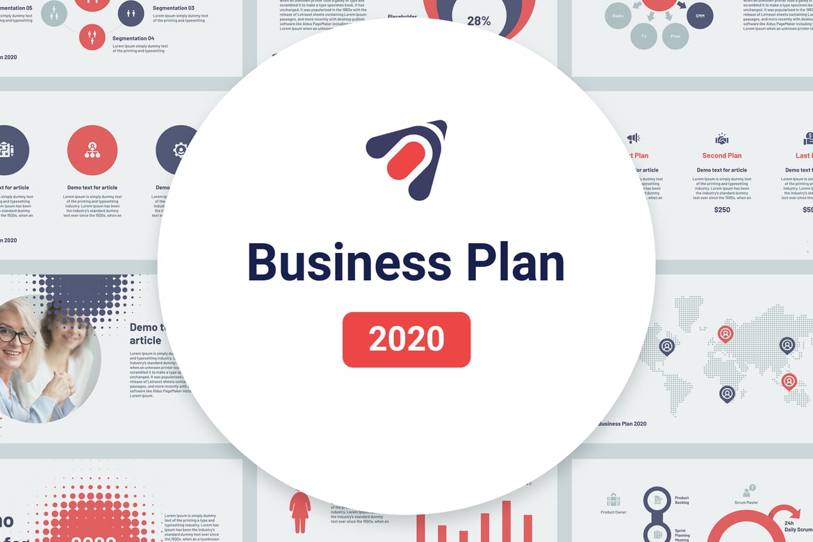 Template Presentasi Rencana Bisnis 2020 untuk PowerPoint yang Menarik