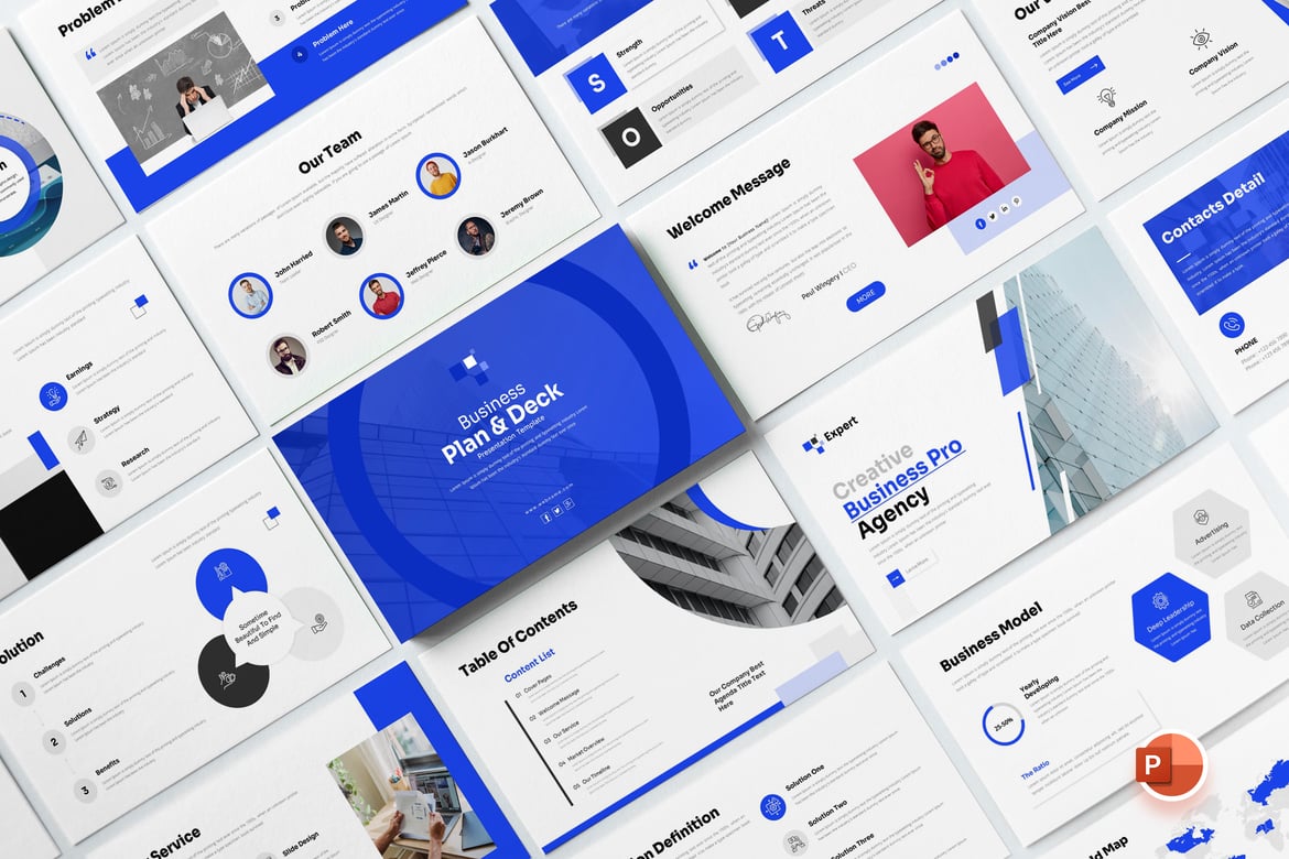 Template PowerPoint Rencana Bisnis yang Kreatif dan Profesional