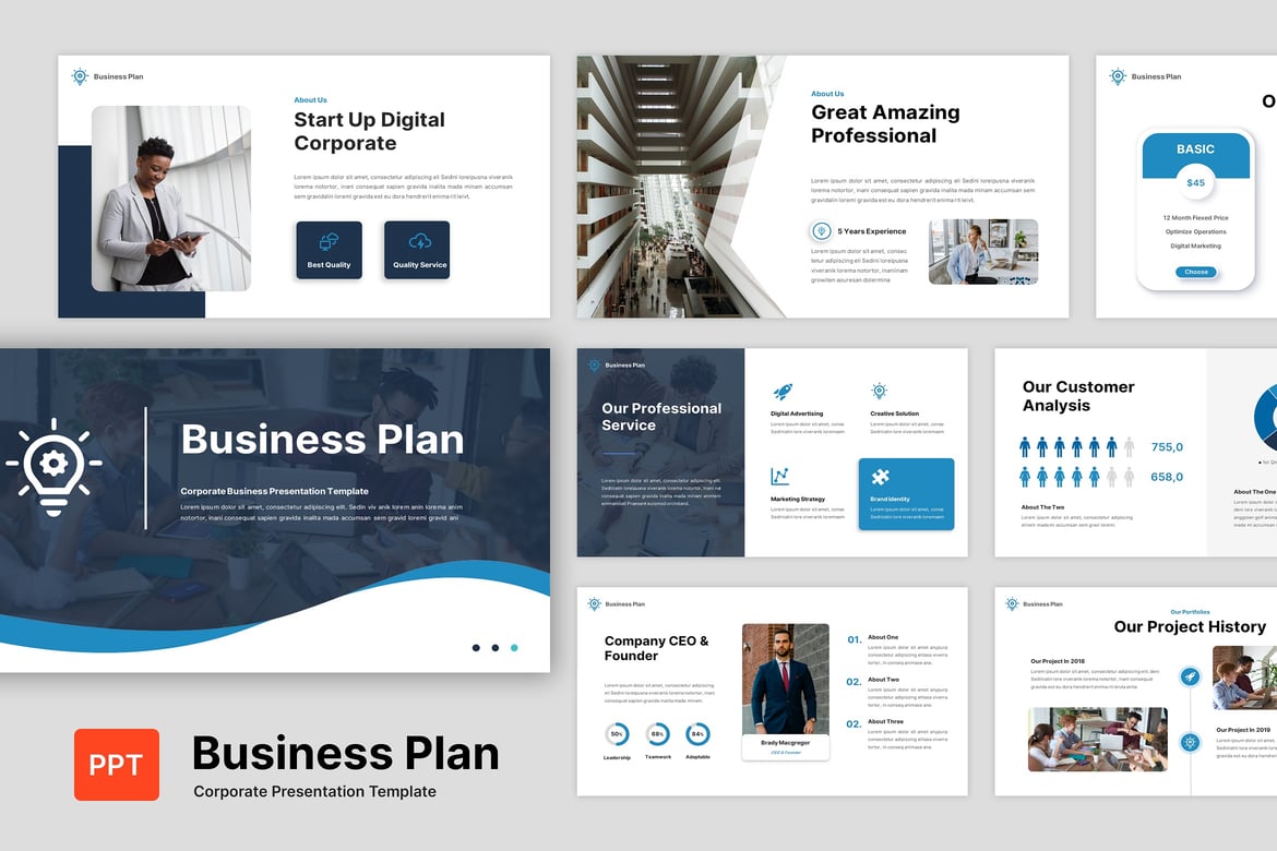 Template Presentasi PowerPoint Rencana Bisnis Korporat yang Profesional