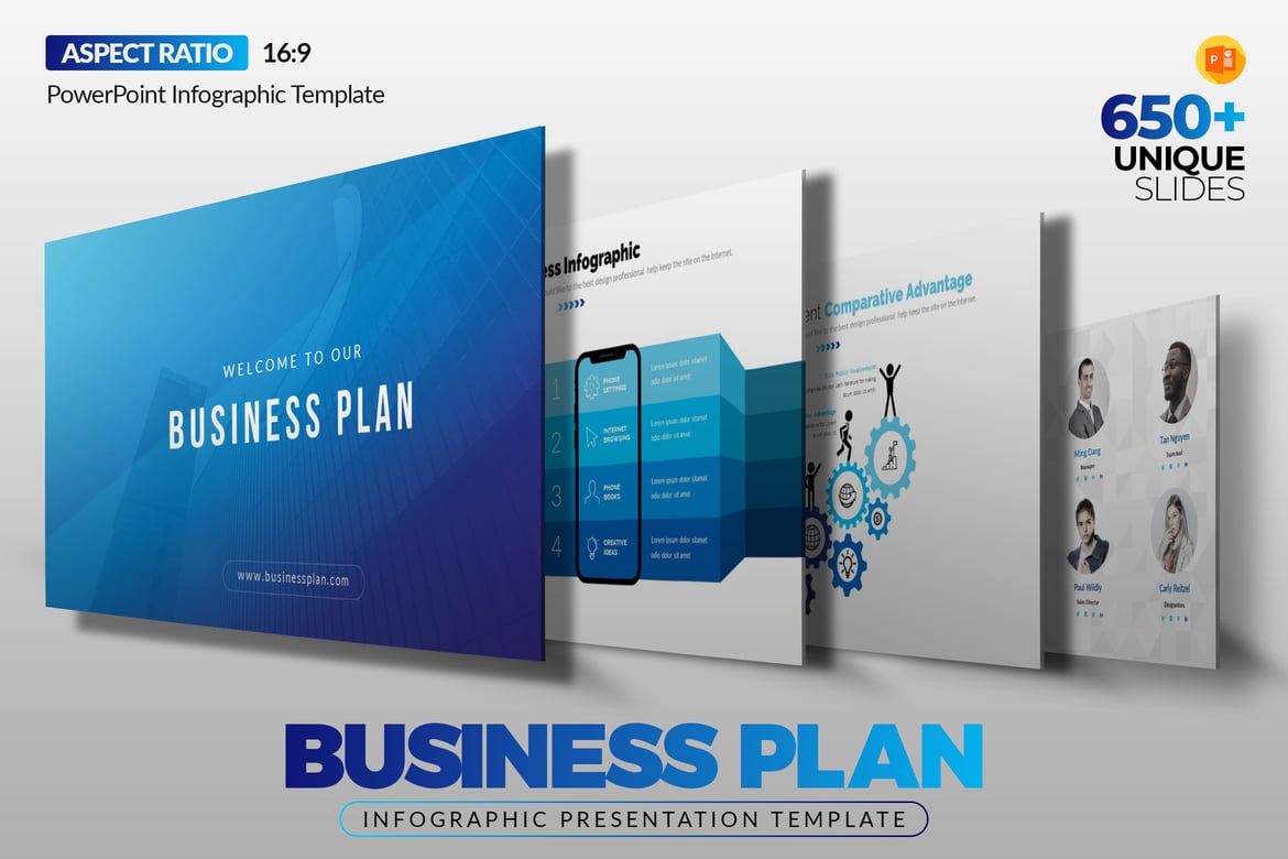 Template PowerPoint Rencana Bisnis Infografis yang Menarik dan Interaktif