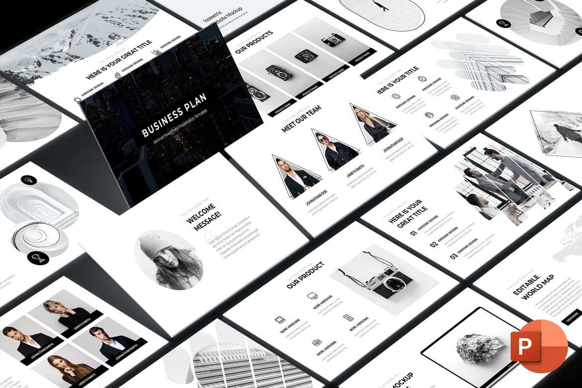 Template PowerPoint Rencana Bisnis Minimalis yang Menarik