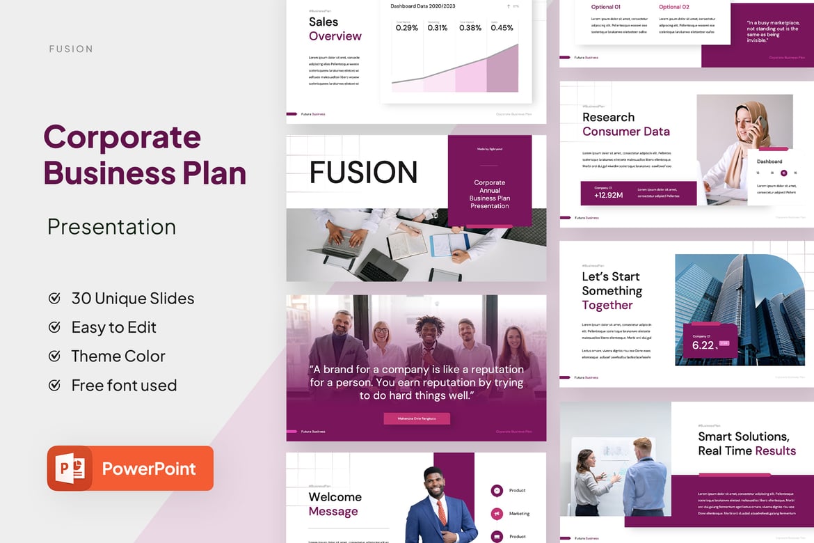 Template PowerPoint Rencana Bisnis yang Profesional dan Modern