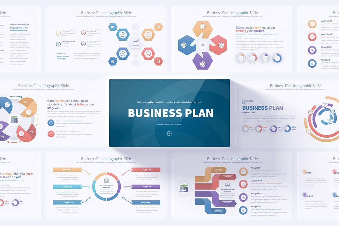 Template PowerPoint Rencana Bisnis - Slides Infografis Menarik