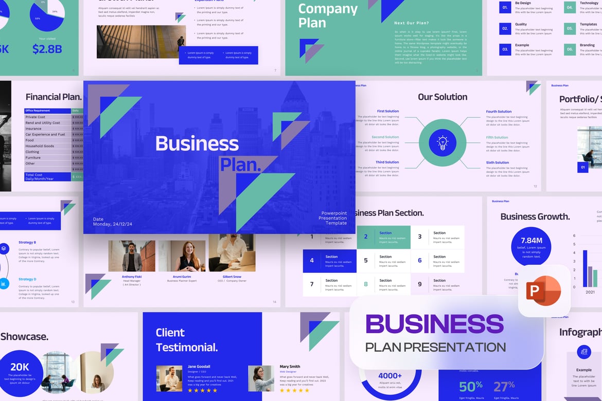 Template PowerPoint Rencana Bisnis Modern