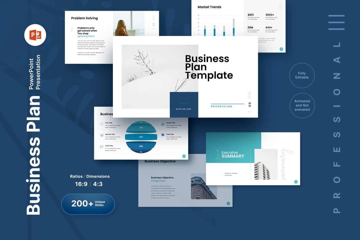 Template Presentasi PowerPoint Rencana Bisnis Profesional