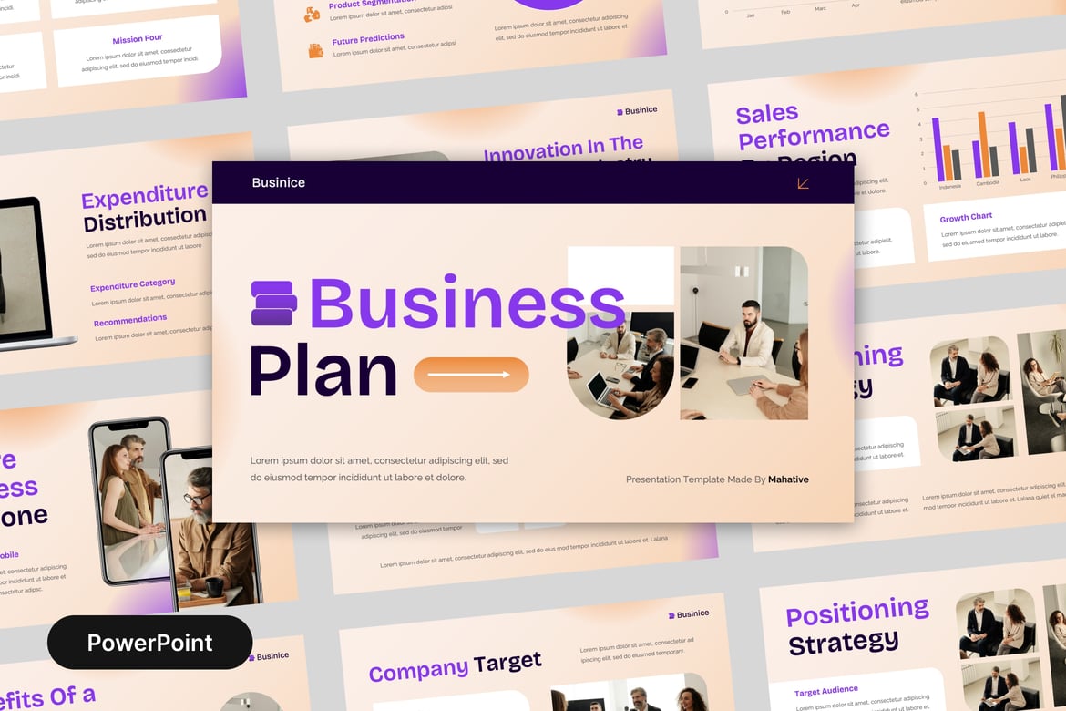 Template Presentasi PowerPoint Rencana Bisnis yang Menarik