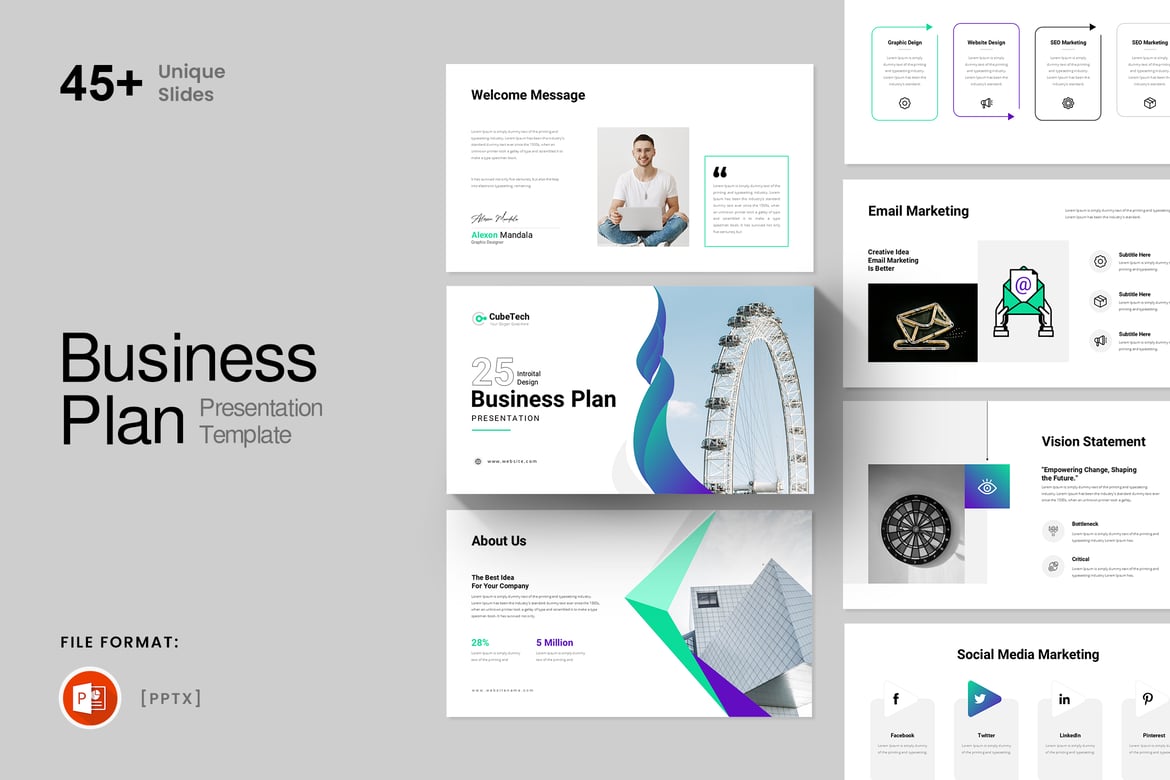 Template Presentasi PowerPoint Rencana Bisnis yang Menarik dan Profesional