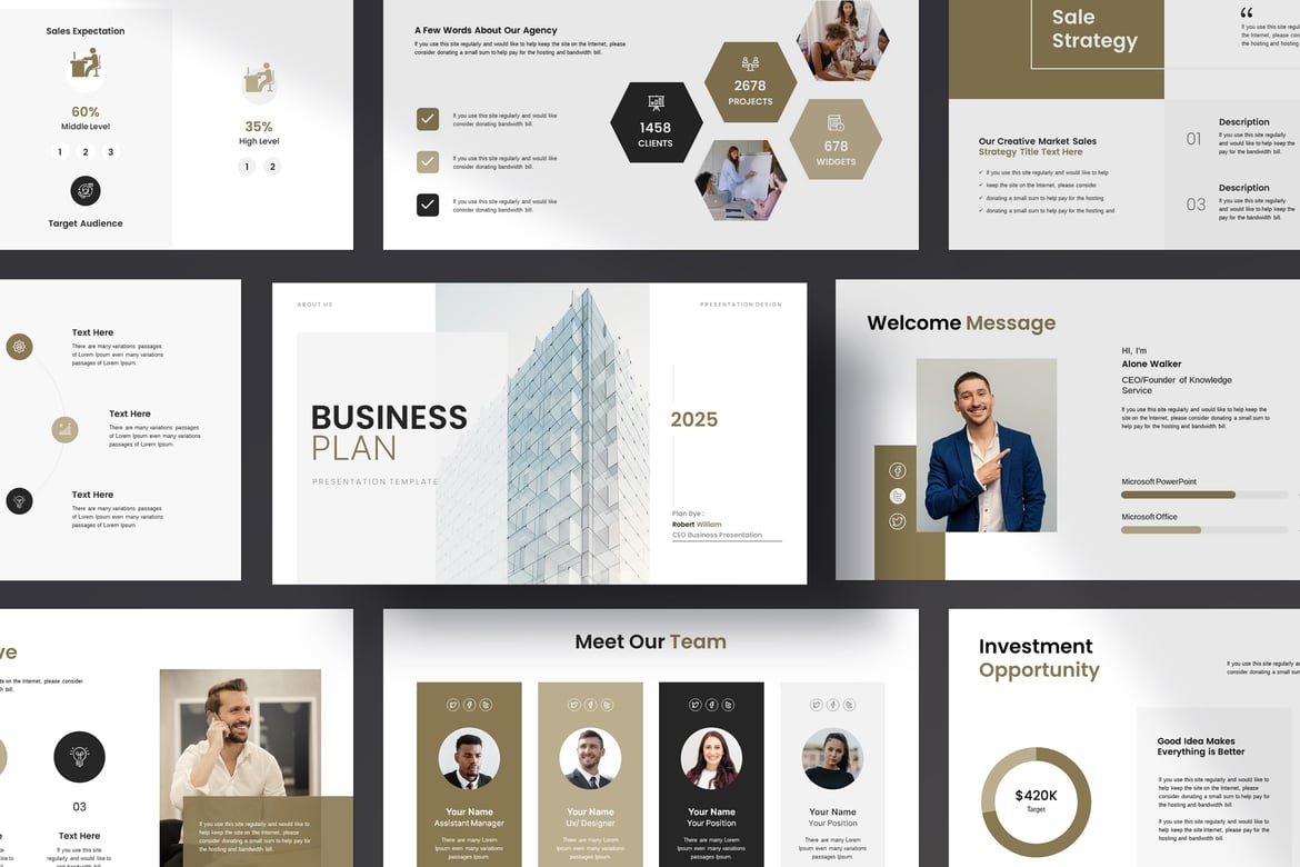 Template Presentasi PowerPoint Rencana Bisnis yang Menarik dan Profesional