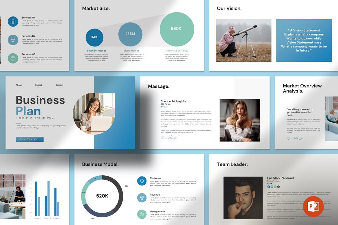 Template Presentasi PowerPoint Rencana Bisnis yang Menarik