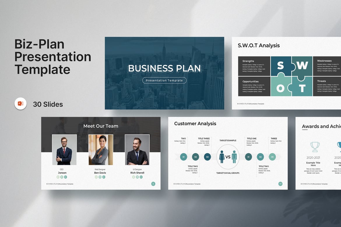 Template Presentasi PowerPoint Rencana Bisnis yang Menarik dan Profesional