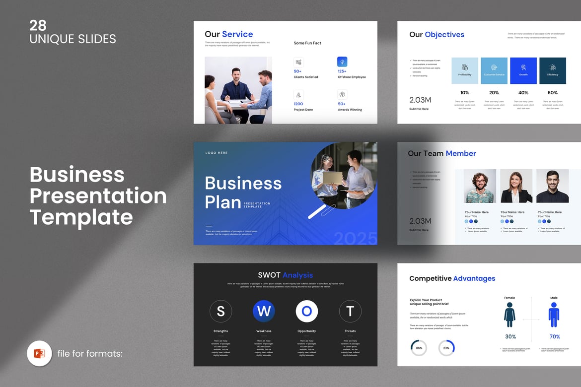 Template Presentasi PowerPoint Rencana Bisnis yang Menarik dan Profesional