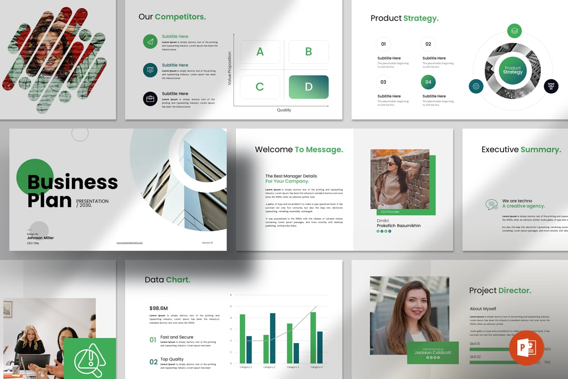 Template Presentasi PowerPoint Rencana Bisnis yang Profesional