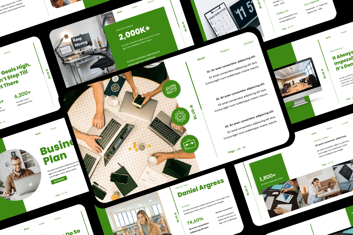 Template Presentasi PowerPoint Rencana Bisnis yang Modern dan Profesional