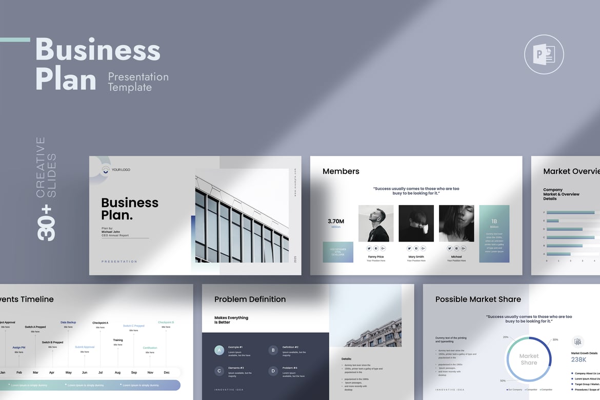 Template Presentasi PowerPoint Rencana Bisnis yang Menarik dan Modern