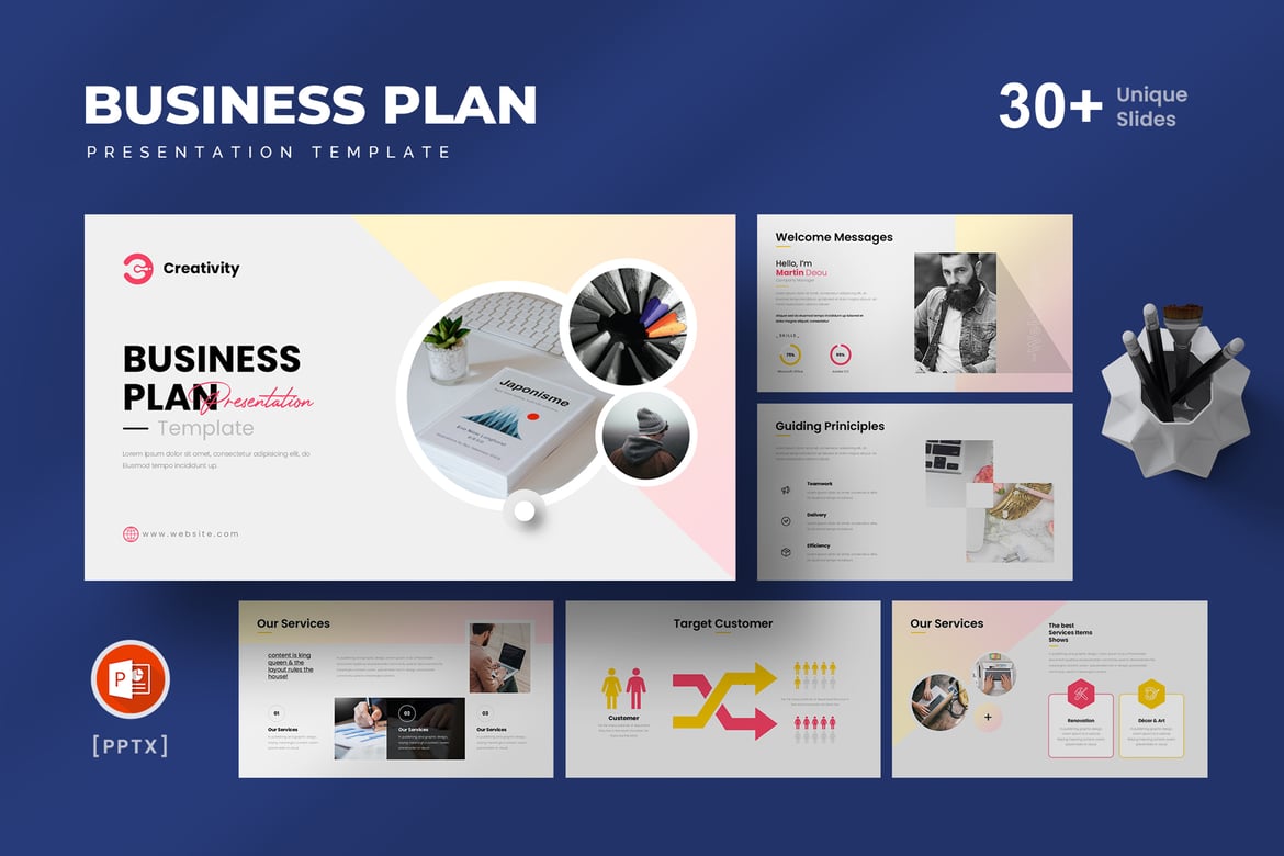 Template PowerPoint Presentasi Rencana Bisnis yang Menarik dan Profesional