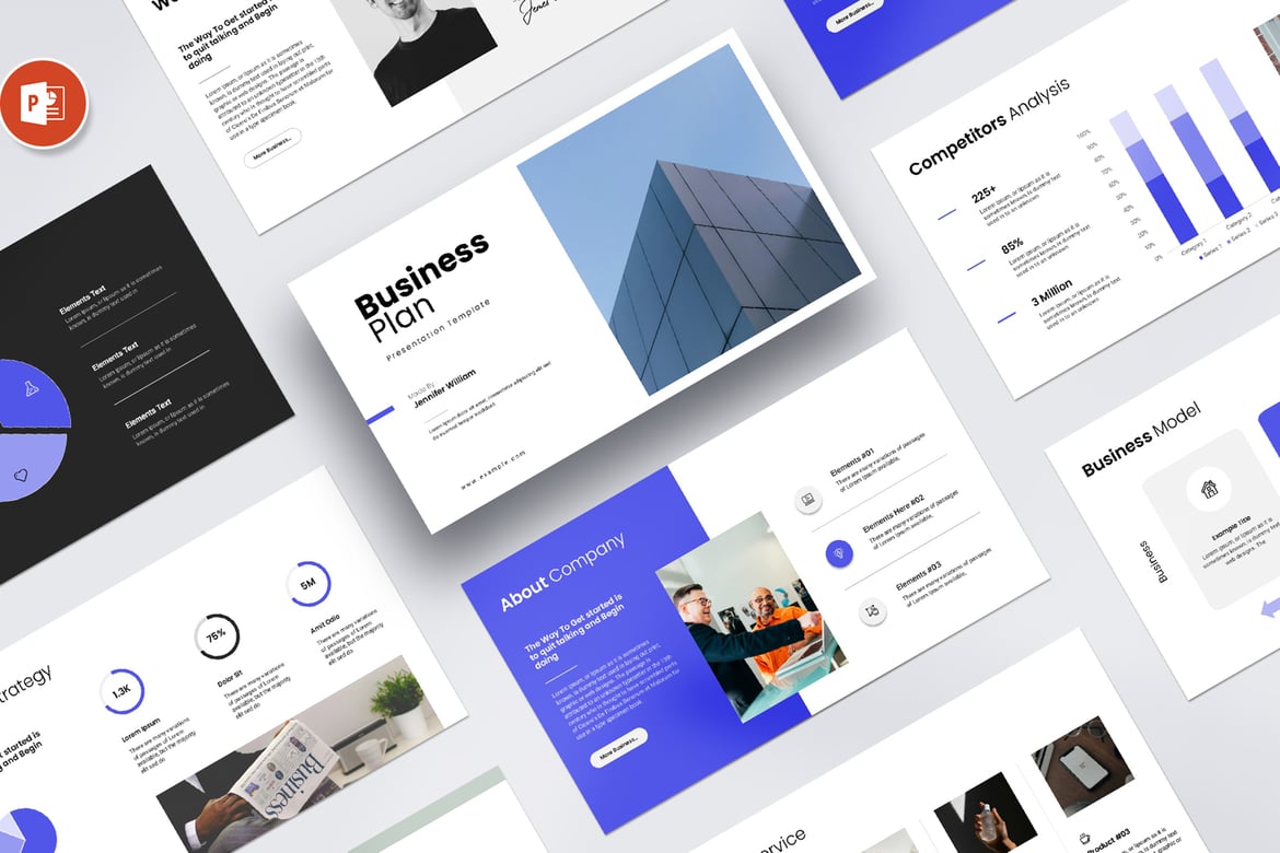 Template Presentasi PowerPoint Rencana Bisnis yang Elegan