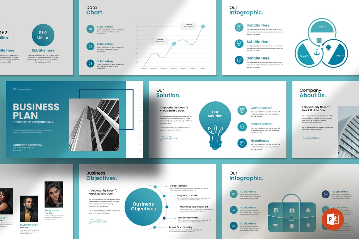 Template Presentasi PowerPoint Rencana Bisnis yang Modern dan Profesional