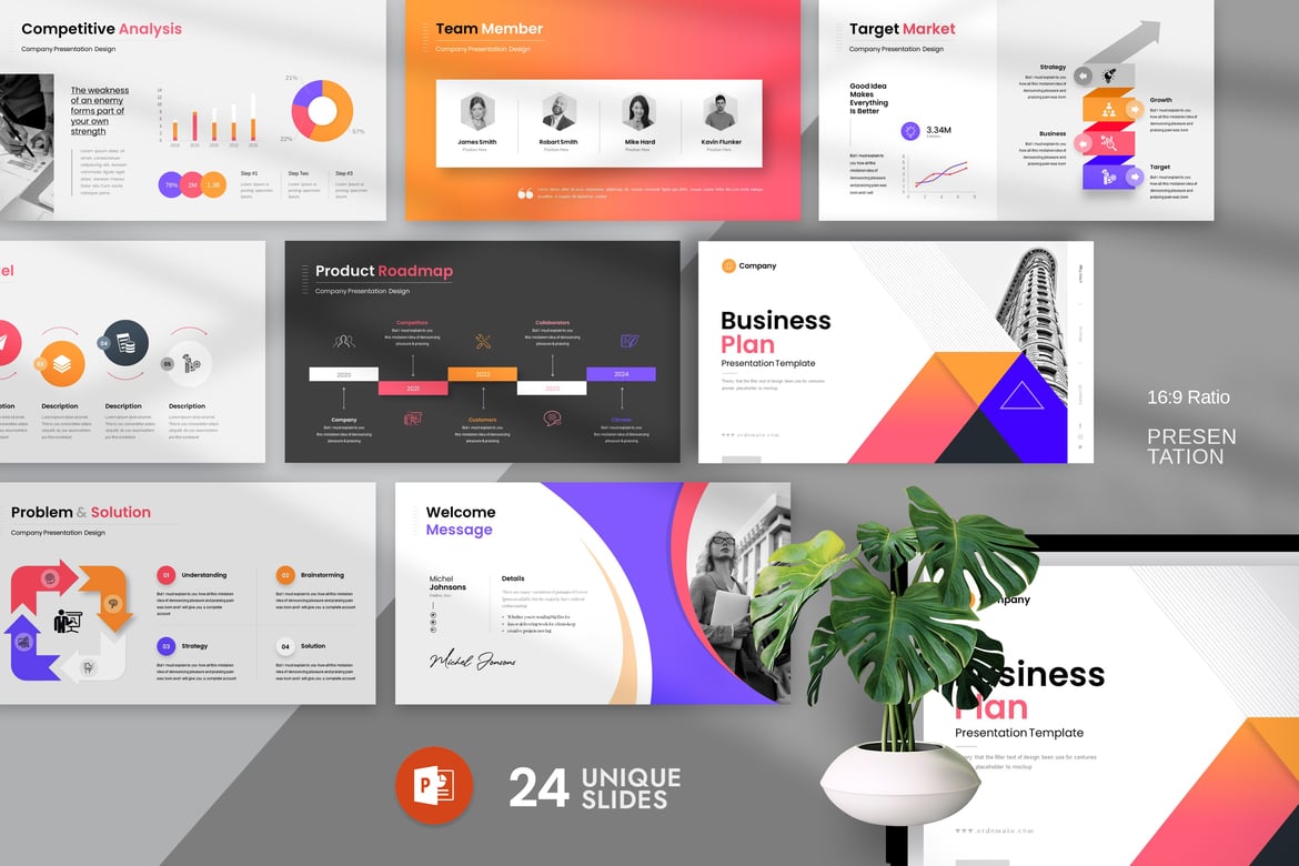 Template Presentasi PowerPoint Rencana Bisnis Modern dan Menarik