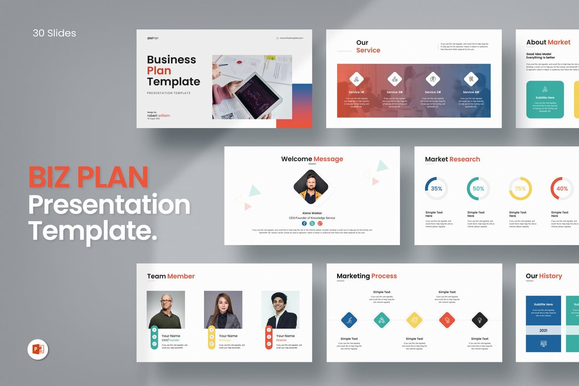 Template Presentasi PowerPoint Rencana Bisnis Profesional
