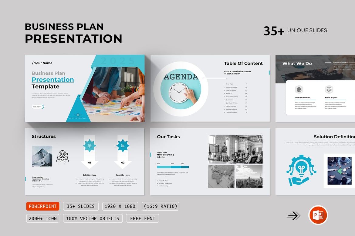 Template Presentasi PowerPoint Rencana Bisnis yang Menarik