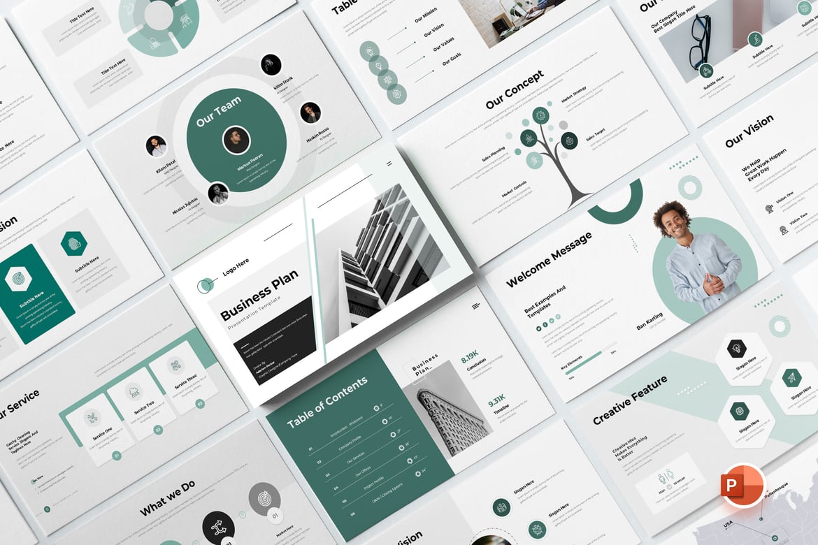 Template Presentasi PowerPoint Rencana Bisnis yang Menarik