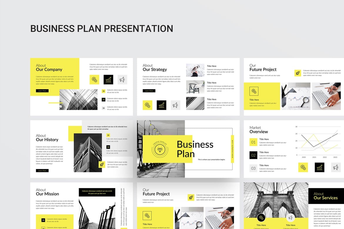 Template Presentasi PowerPoint Rencana Bisnis Modern dan Fungsional