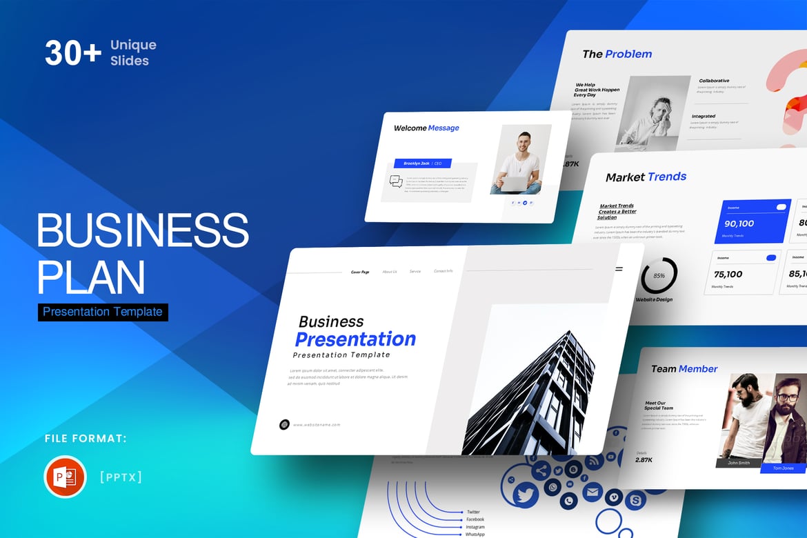 Template Presentasi PowerPoint Rencana Bisnis yang Menarik dan Profesional