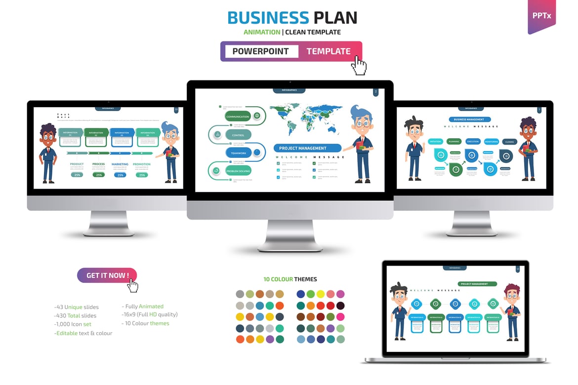 Template Presentasi PowerPoint Rencana Bisnis yang Menarik