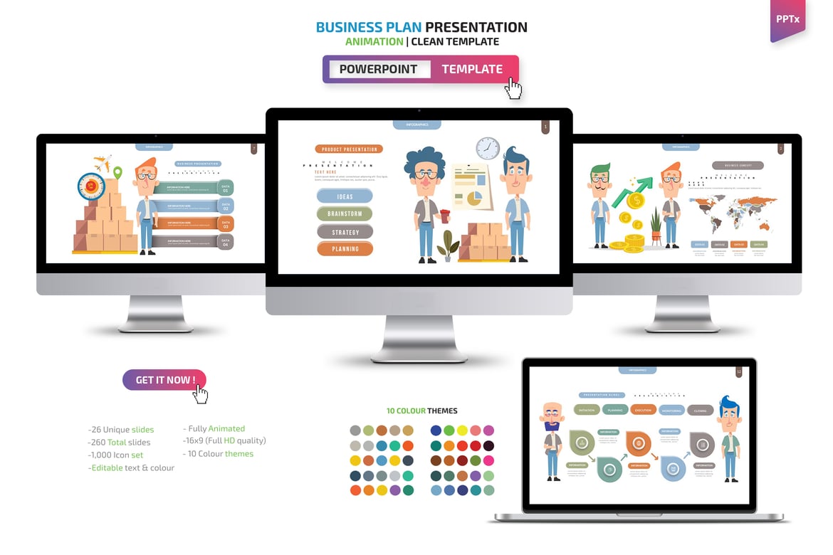 Template Powerpoint Presentasi Rencana Bisnis yang Menarik