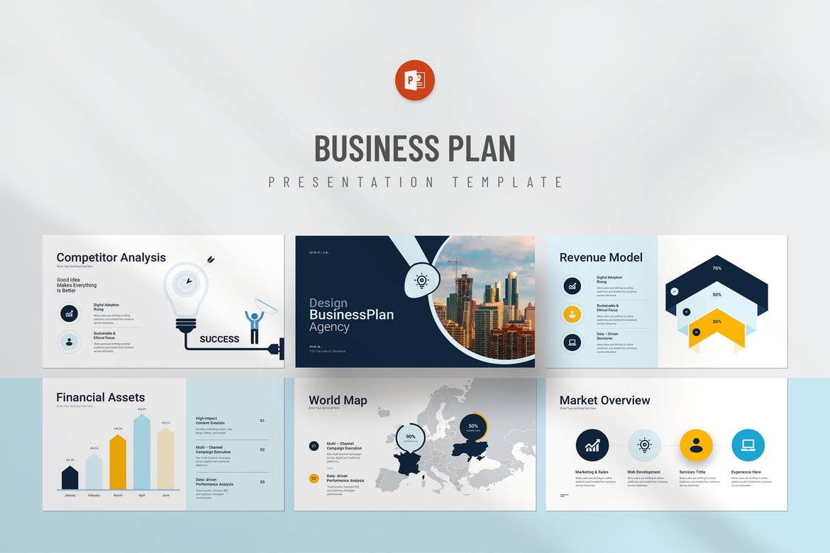 Template Presentasi PowerPoint Rencana Bisnis yang Menarik