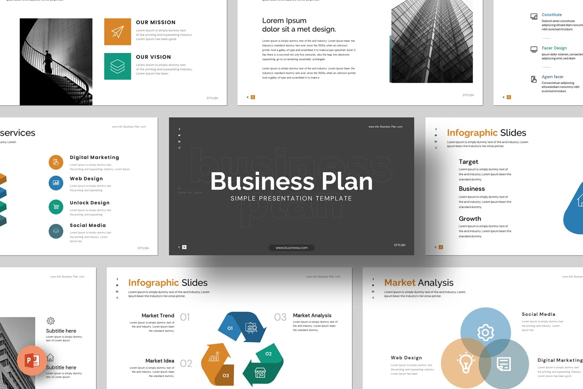 Template PowerPoint Rencana Bisnis yang Profesional dan Minimalis
