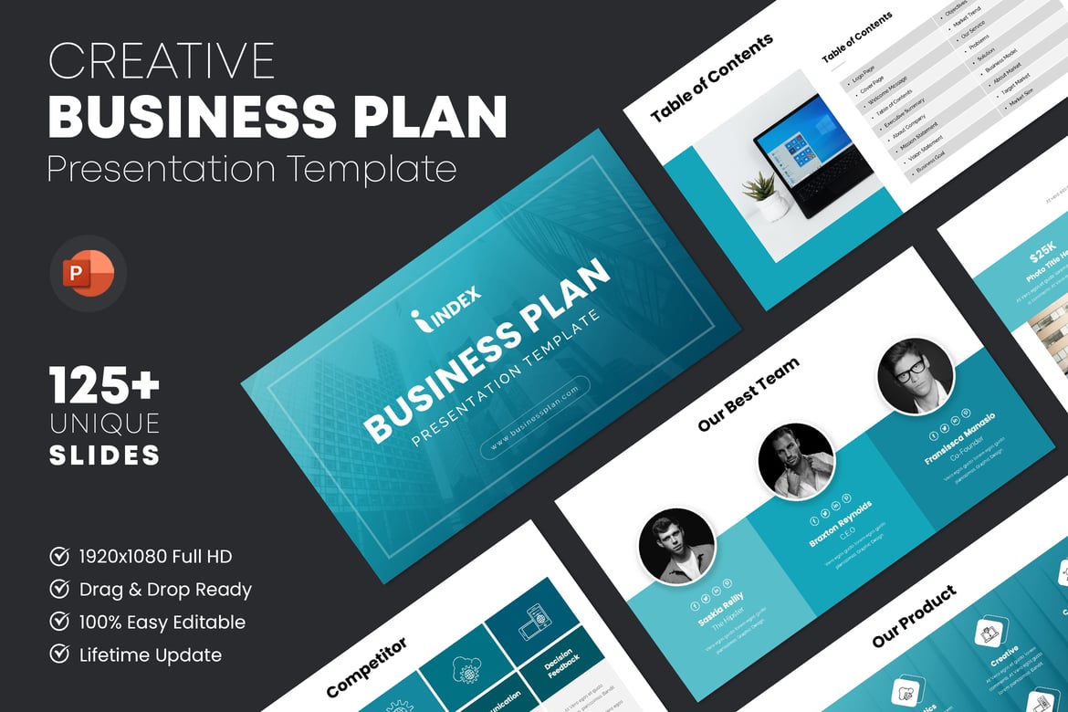 Template PowerPoint Rencana Bisnis Modern dan Profesional