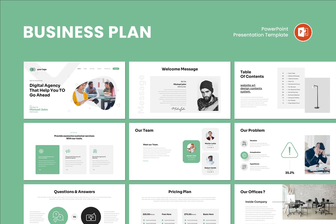 Template PowerPoint Rencana Bisnis yang Menarik dan Profesional