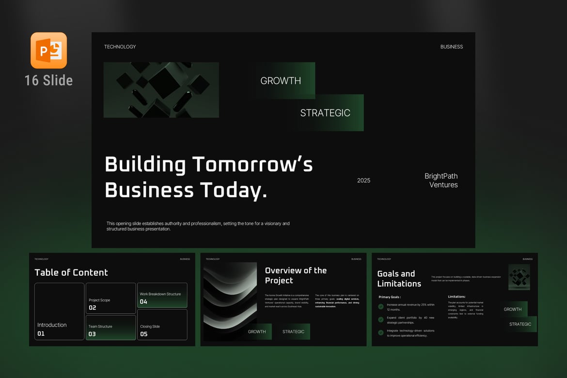 Template PowerPoint Rencana Bisnis Modern dan Profesional