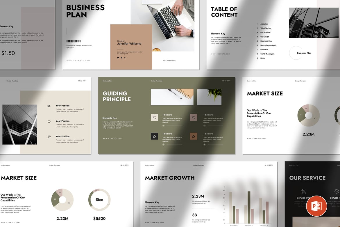 Template PowerPoint Rencana Bisnis yang Modern dan Elegan