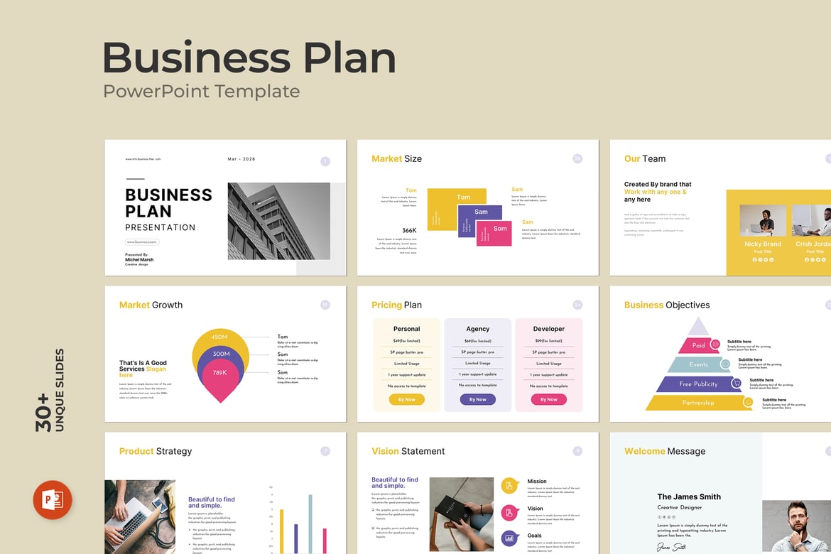 Template PowerPoint Rencana Bisnis Profesional