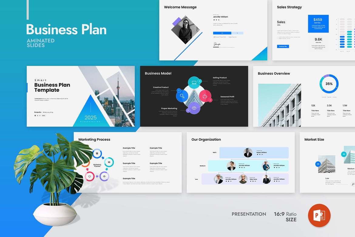 Template PowerPoint Rencana Bisnis yang Menarik dan Profesional